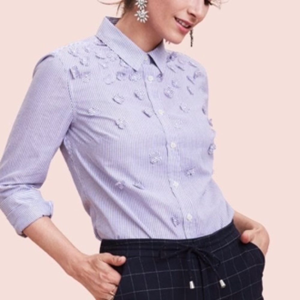 A New Day pin-stripped floral appliqué